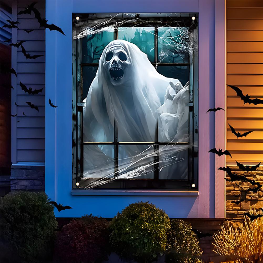Halloween Gruselige Fensterdekoration Schreckliche Deko 2D Geist Horror Gruselige Augen Banner Festival Fenster-/Türabdeckung Spukhausdeko Horror Hintergrund