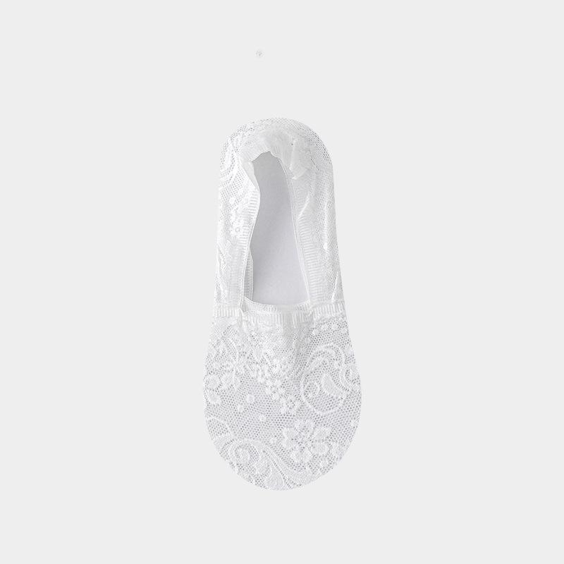 Women's Cotton Lace Invisible Boat Socks - Breathable, Sweat-Absorbent, Non-Slip, Low-Cut for Summer