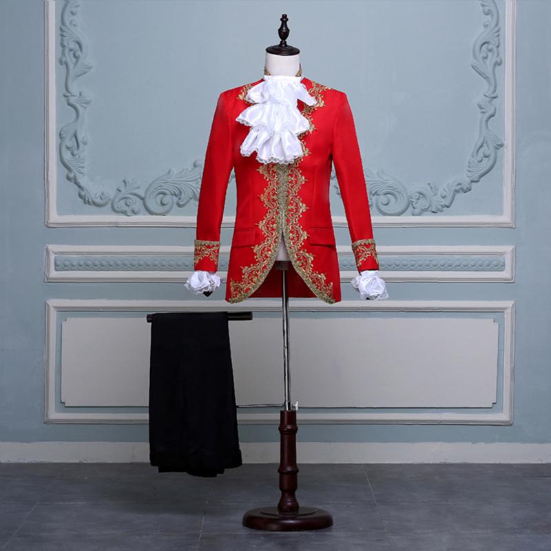 Prince King Renaissance Medieval Men Cosplay Costume Coatpants Set Full