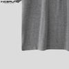INCERUN Men Lapel Neck Short Sleeve Casual Loose T-shirts Tops