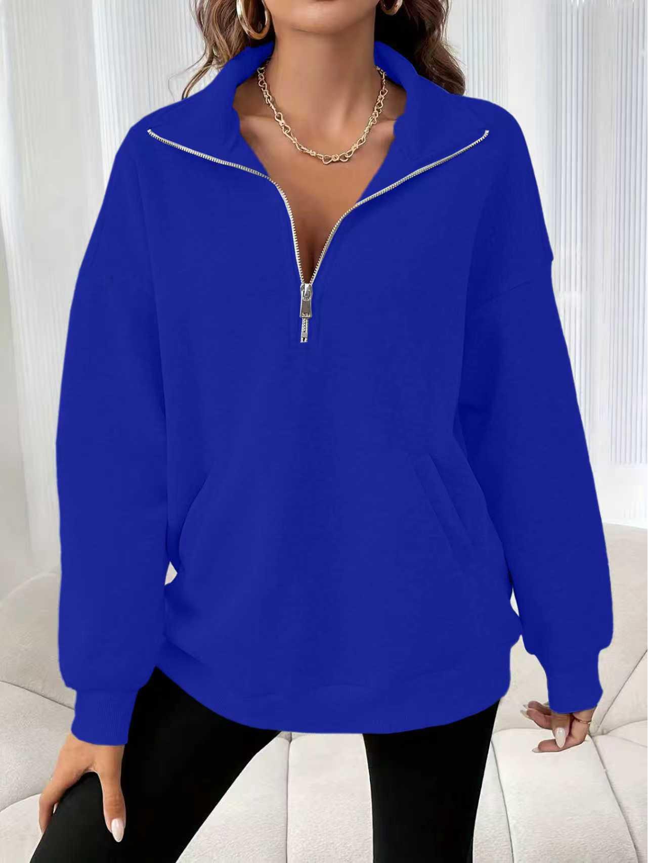 

European & American Cross-border Autumn/Winter Loose Half-Zip Long-Sleeve Sweatshirt Extra Extra Large