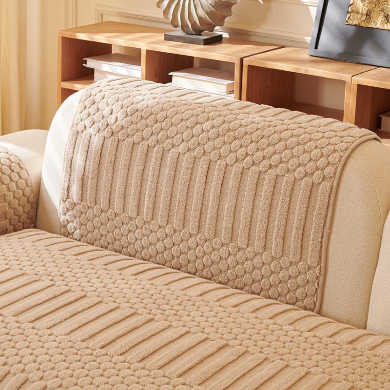 Velvet Living Room Sofa Cover Non-slip Home Decoration Dust Cover French Jacquard Plush Back Cushion Cover Cloth