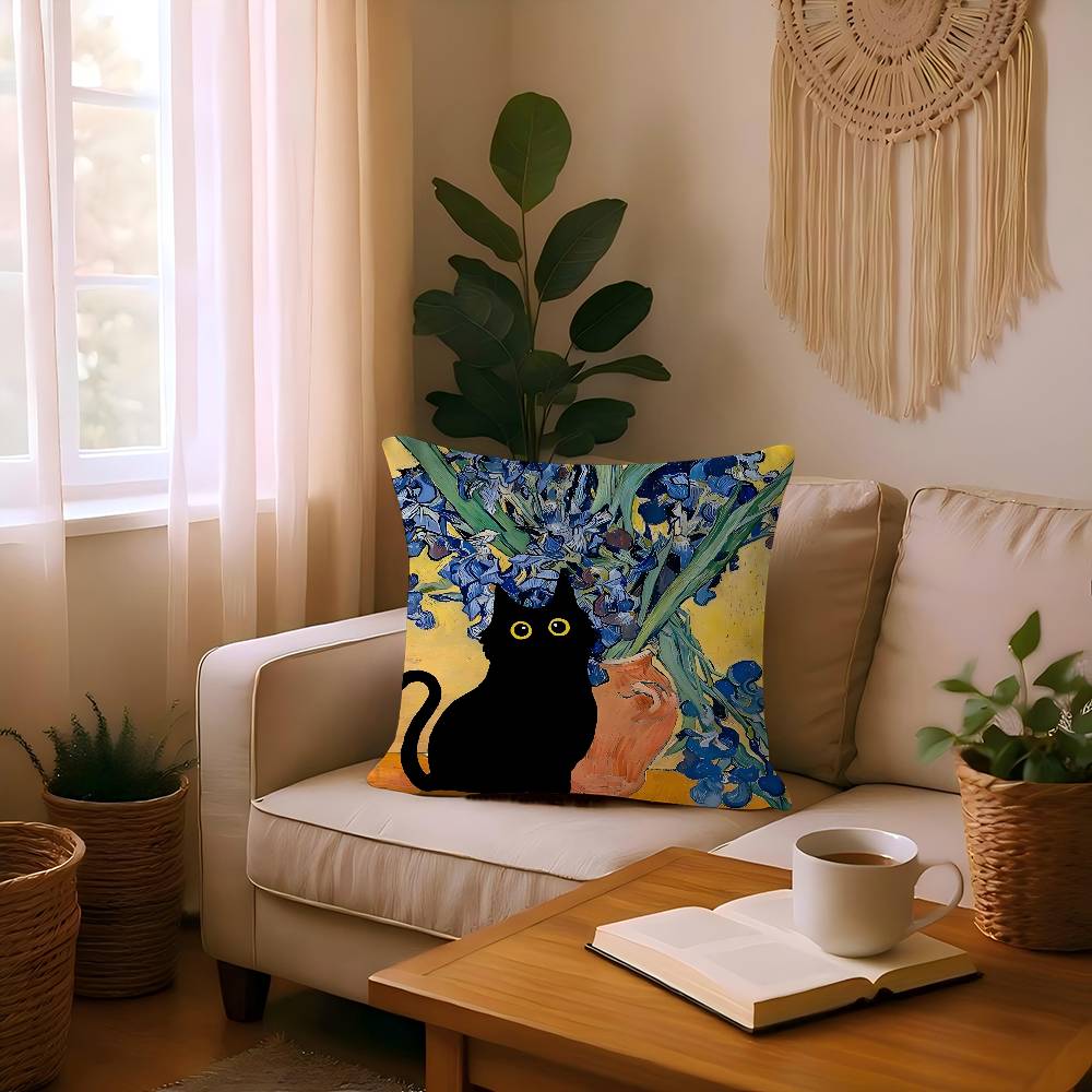 Katze Und V-Vincent V-Van Gogh Kissenbezug Design Kissenbezug Dekor Feiertagsdekoration