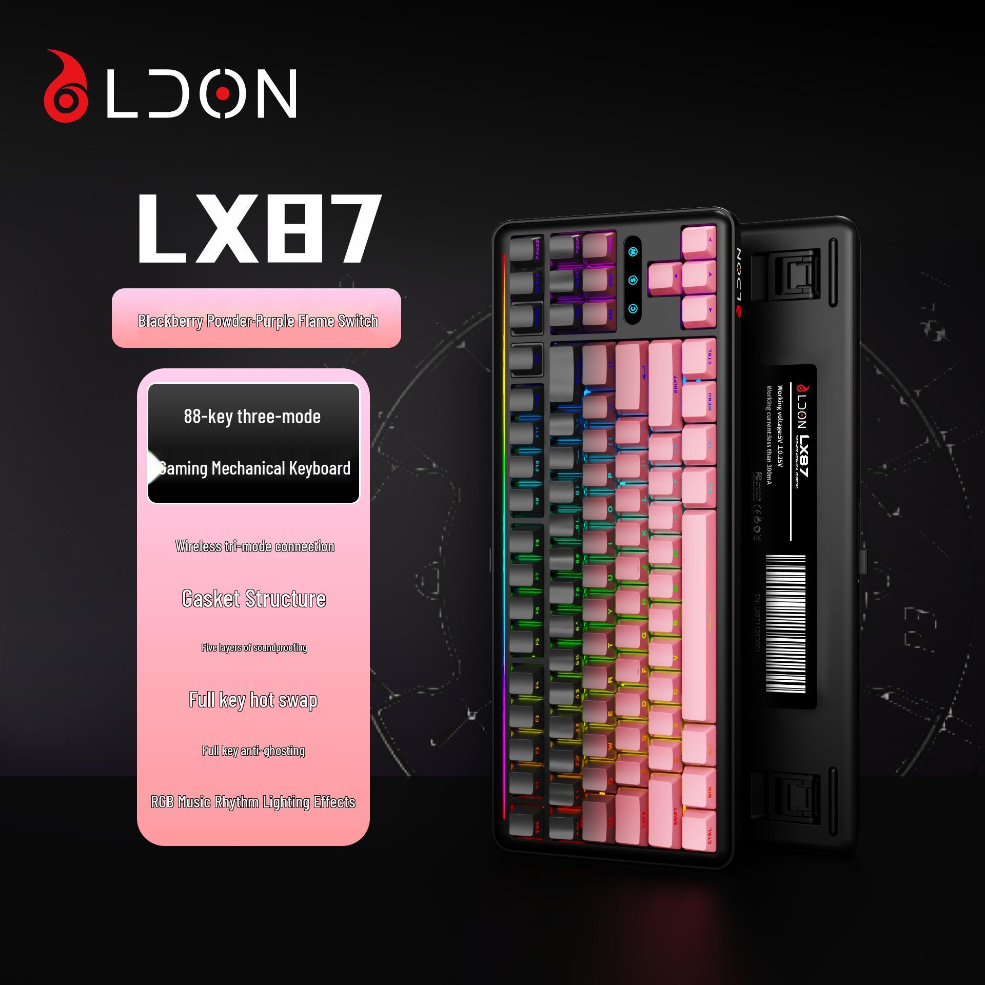 

LDON LX87 Wireless RGB Mechanical Gaming Keyboard with Bluetooth and Three Modes