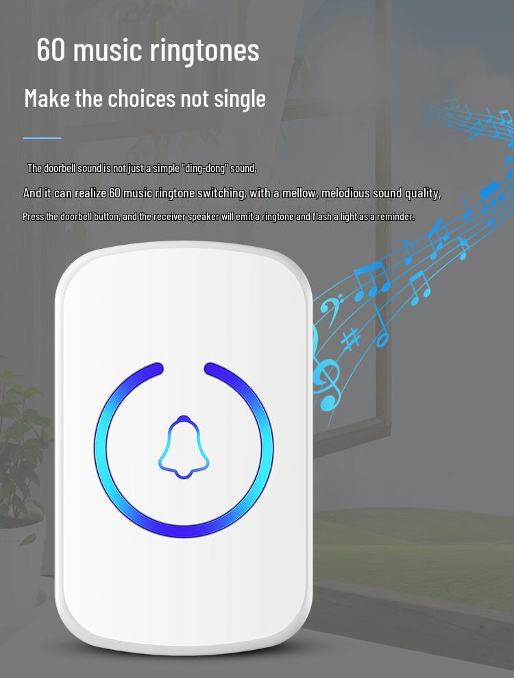 Waterproof Wireless Doorbell, Long-Range, One-to-One, Electronic Ding Dong for Home & Villa with Remote Control