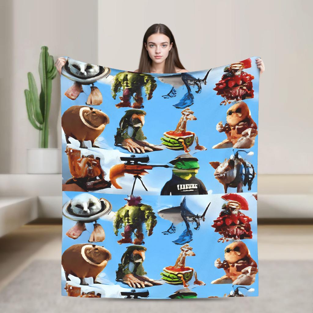 Lustige italienische Brainrot-Decke Weich Warm Streetwear Trend Plüsch Bettwäsche Überwürfe Für Heimdekoration Picknick Flanell Tagesdecke Bettbezug