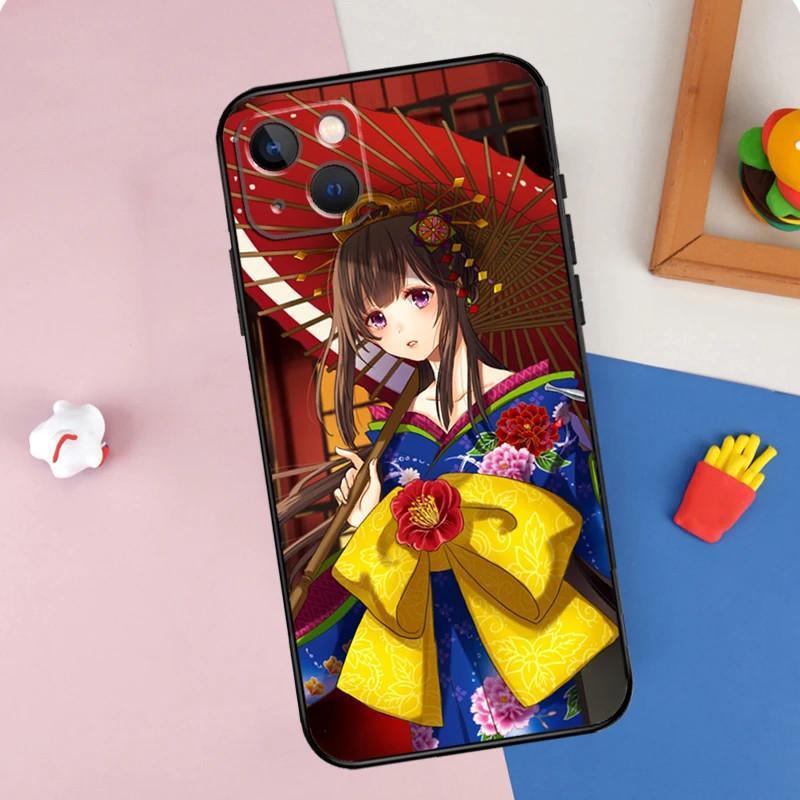Apple IPhone15 Mobile Phone Case, Japanese Animation Geisha Mobile Phone Case, Painted Anti-drop, Huawei Anti-drop Mobile Phone