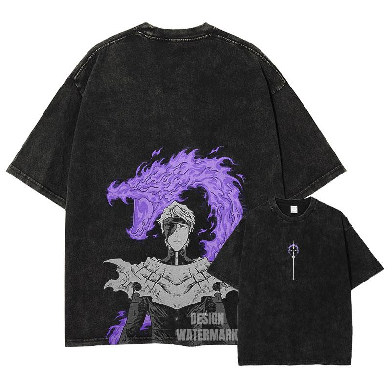 Anime Bleach Tričko Nadměrné Velikosti Vintage Prané Trička Zaraki Kenpachi Retro Harajuku Ichigo Rukia Topy Trička Pánské 100% Bavlna