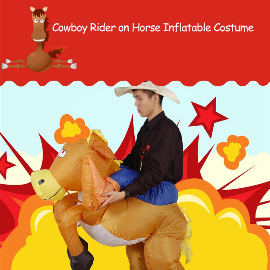 Inflatable Cowboy Costume Polyester Funny Battery Powered Inflatable Costume for Holiday Party Cosplay