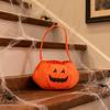 Xiaobudian Halloween Pumpkin Candy Bag for Kids, Small Trick or Treat Bucket, Soft Face Basket with Handle Party Decoration