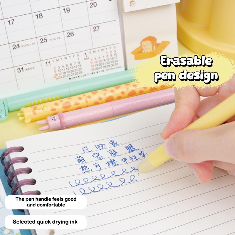 4/8Pcs Smooth Writing Durable Pens Cute Animal Erasable Gel Pen Set For School Office Journals Birthday & Holiday Gifts