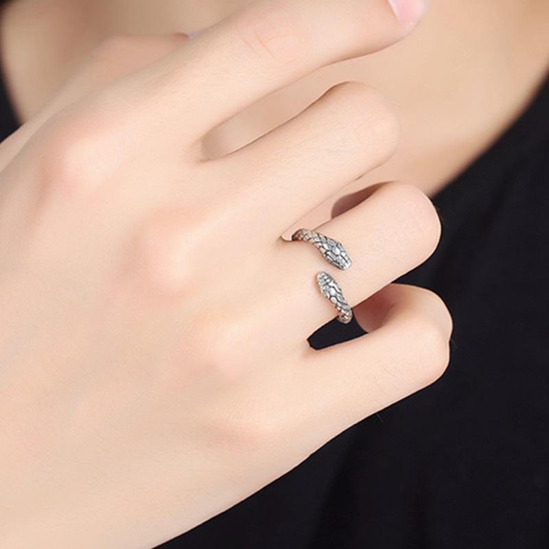 Anello Serpente a Doppia Testa, Anello Trendy Retrò, Gioielli Transfrontalieri Europei e Americani