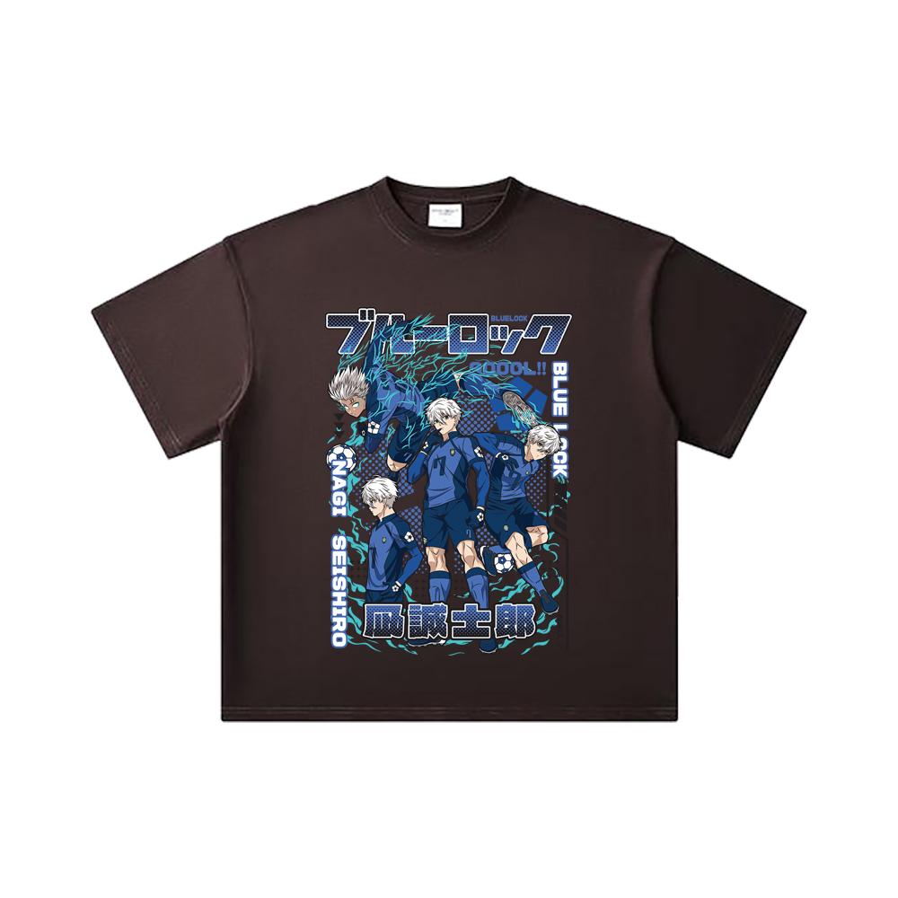 260 GSM Double Yarn 32 Count 100% Cotton Blue Lock V3 Print Unisex Heavy Cotton T Shirt