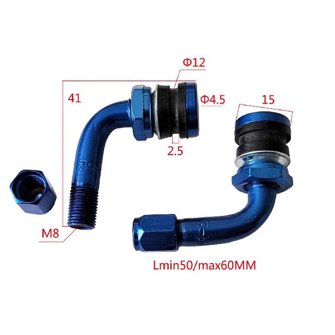 1 Pair Universal Aluminum Motorcycle Wheel 10.1mm/7.8mm tpms Tire Valves Stem for Motorbike Electric Scooter Bike 90 Degree CNC blue C