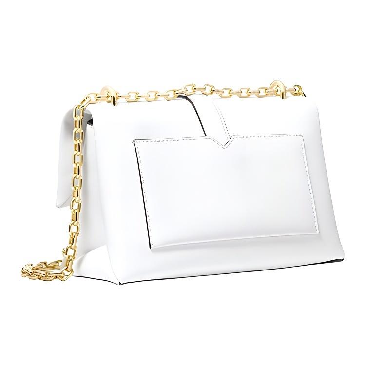 Michael Kors Cece Diamond Flower Buckle Chain Commute Leather Shoulder Crossbody Bag Medium Women bags White 30H9G0EL6U-OPTIC-WHITE