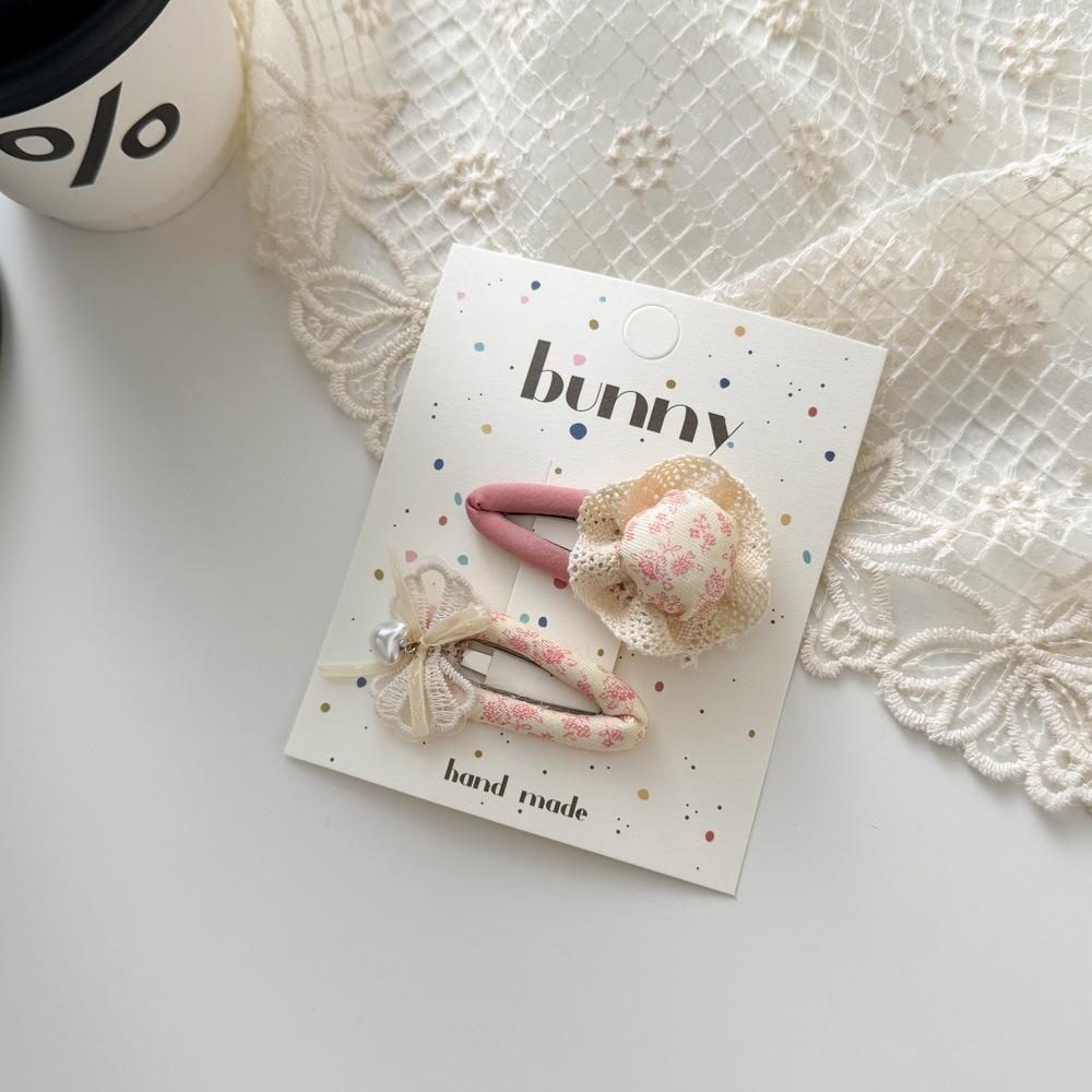 Floral Lace Bow Hairpin Pearl Love BB Clip Sweet Cute Children's Bangs Side Clip Headwear Girls Kids Hair Accessories