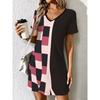 Ladies Summer V-Neck Short Sleeve Casual Dress Fashion Colorful Geometric Print Dress Elegant Women's Clothing