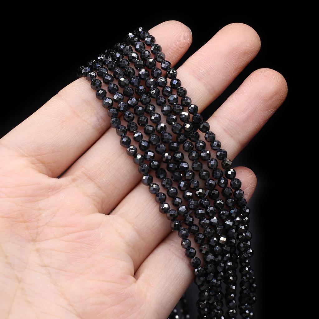 Facettierte Perlen aus Naturstein, Zirkon, kleine Perlen, 3 mm, Charms für Schmuckherstellung, DIY-Halskette, Armband, Ohrringe, Zubehör