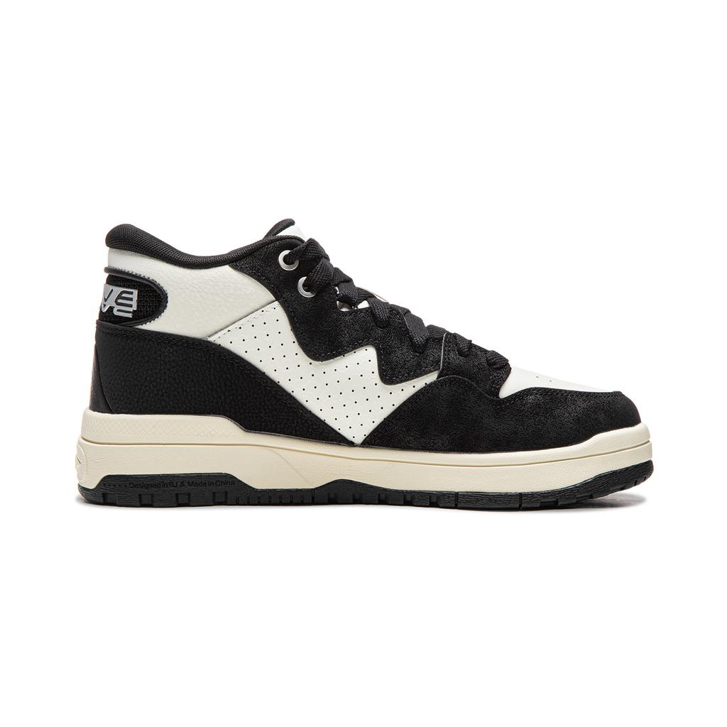 Li Ning Wave MID FLEECE Thermal Slip Resistant Mid top Skateboard Shoes Unisex Black White AGCV381-3