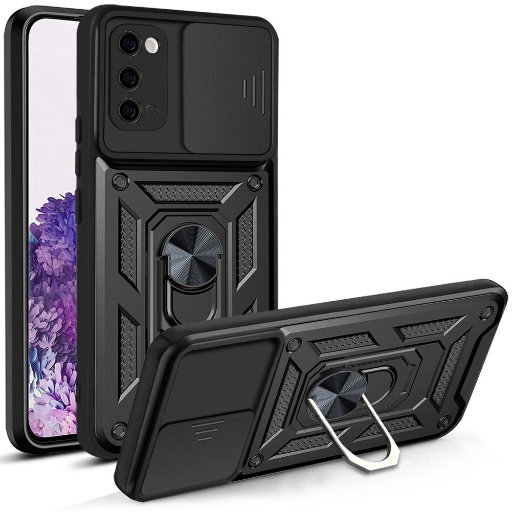 Für Samsung S20 Hülle Galaxy S20 FE Cover Galaxy S20+ Plus Magnetischer Ringhalter Rüstung Handyhülle Schiebefach Kamera Schutz Rückseite Hülle