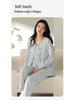Women's Three-Piece Cotton Pajama Set: Spring Fashion, Printed, Comfortable, Breathable, with Chest Pads, Skin-Friendly.