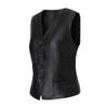 Womens Black PU Faux Leather V-Neck Sleeveless Vest Slim Fit Streetwear Crop Top 2025
