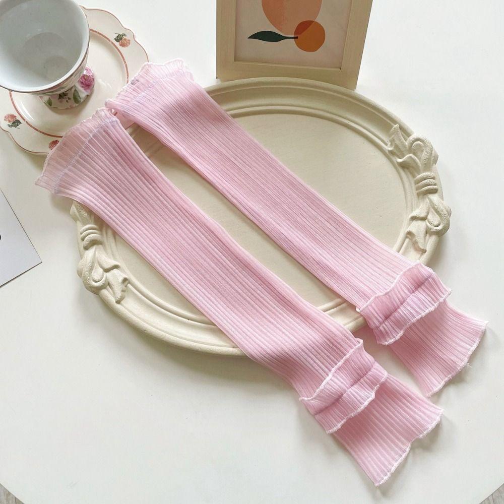 Lace Ice Silk Arm Sleeves Thin Cycling Gloves Cute Sunscreen Arm Covers  Driving