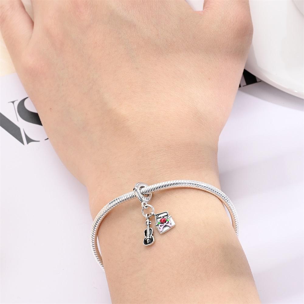 Authentic Original Copper Metal Charm Bead Components Luxury Valentine's Day Envelope Pendant Bead Component Guitar Bead Components Compatible With