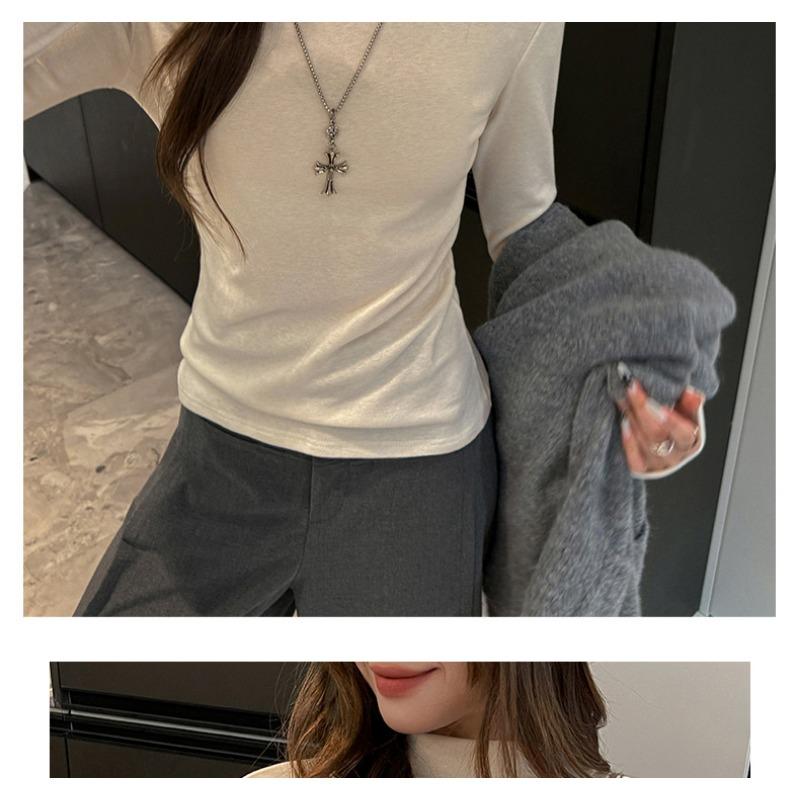 Women S Slim Fit Long Sleeve Turtleneck Base Top Versatile Casual Outerwear