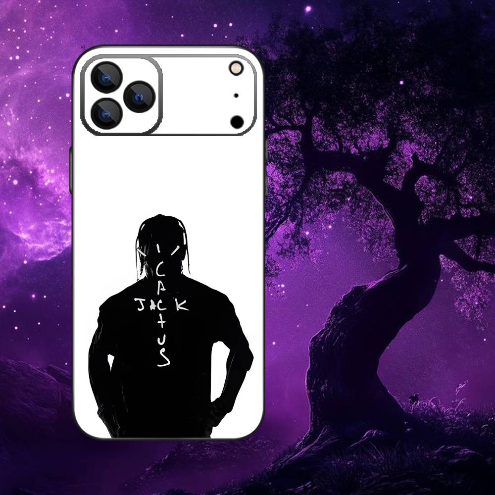 C-Cactus J-Jack Travis Scott Phone Case For iPhone 17,16,15,14,13,12,Pro,Max,Plus,E,SE4,Air,Mini Black Soft Box