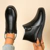 Women Boots Flat Snow Boots Winter Warm Fleece Lined Cotton Shoes Lightweight Plush Ankle Boots Non-slip Pu Leather Casual Shoes