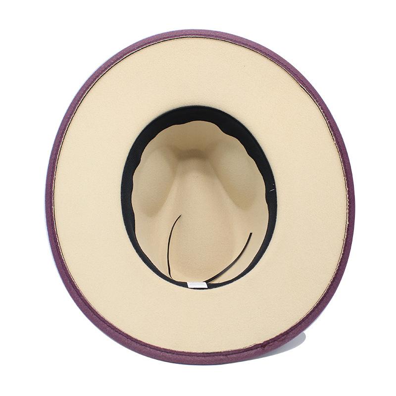 Unisex British Style Woolen Jazz Hat Large Brim Pearl Spray Hat