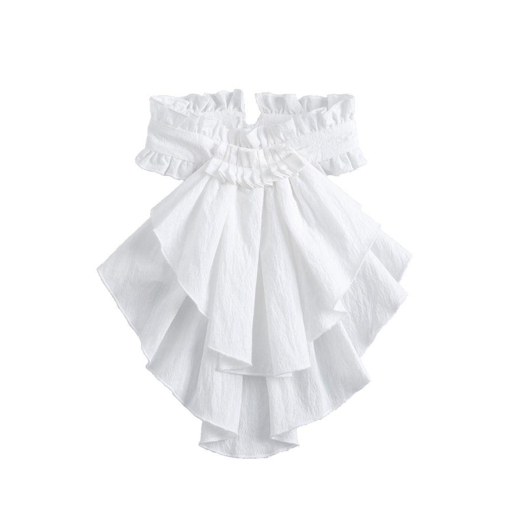 Adjustable Ruffled Edge Layered Collar Court Noble Style Tie-Up Collar Stand Collar  Formal Attire