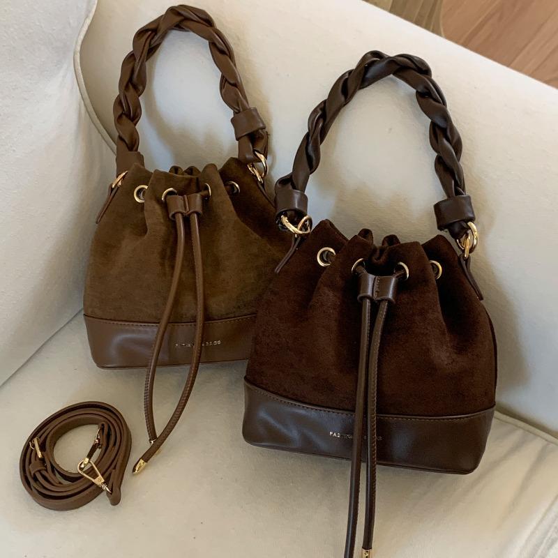 Modische Color-Blocking Handtasche, Retro Eimer-Tasche, Einzel-Schulter Crossbody-Tasche