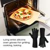 Silicone Cooking Gloves Grilling Gloves Oven Mitts With Extra Long Wrist Anti-Scald Gloves Non-Slip Baking Gloves For Home Chefs