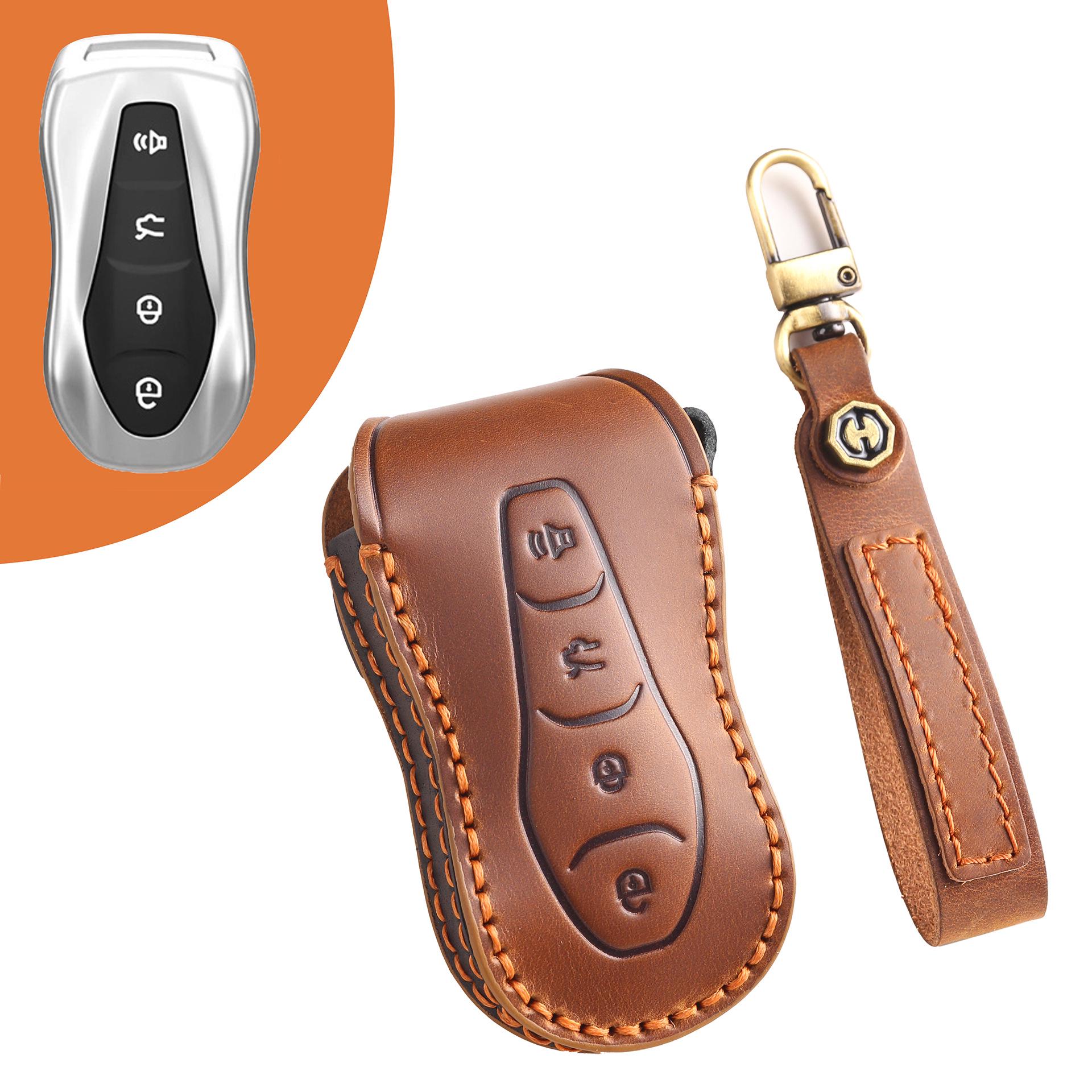

Роскошный кожаный чехол для ключа ручной работы для Geely Xingyue – прочная защита от падений для мужчин и женщин коричневый