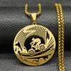 Cycling Man Road Pendant Necklace For Women Men Stainless Steel Gold Color Bicycle Sports Style Gap Travel Male Chain Jewelry