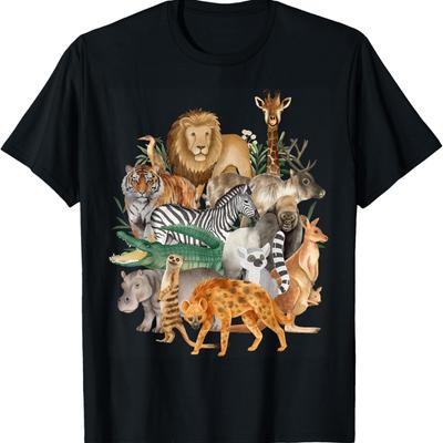 Men Women and Kids Wildlife Zoo Day Party Cute Animals T-Shirt