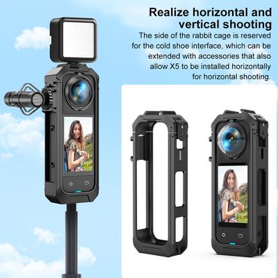 Action Camera Frame Magnetic Quick Release Interface Expansion Bracket Housing Case for Insta360 X5 Camera Accessories