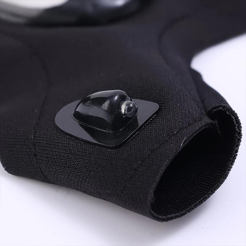 Night Outdoor LED Magic Strap Fingerless Gloves Motorcycle Bicycle Night Safety Riding Waterproof Fishing Glove Moto Accessories