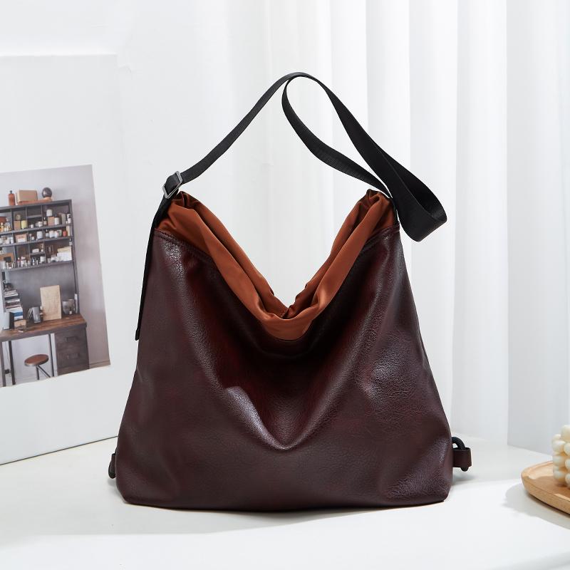 PU Leather Shoulder Bag Simple Retro Large Capacity