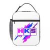 HKS Logo Car JDM Insulated Lunch Bag for Women Kids Portable Food Boxes Thermal Lunch Box Tote