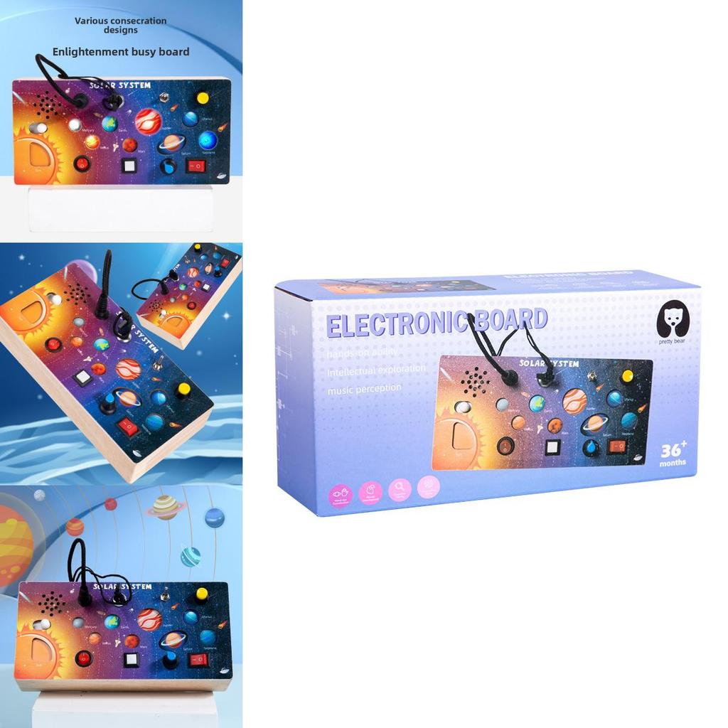 Wooden Solar System Busy Light Circuit Board Educational Toy For Early Learning