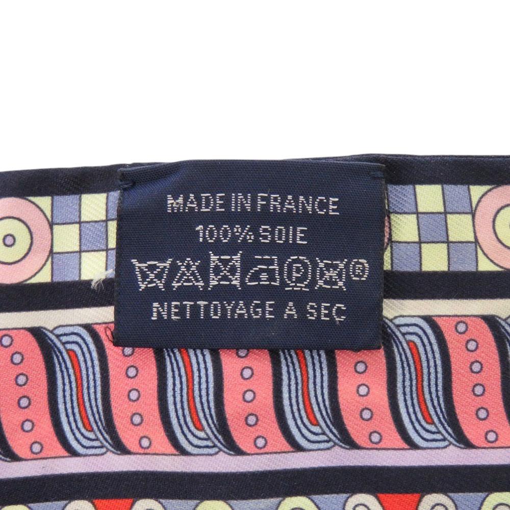 Used AUTHENTIC HERMES Twilly Harnais en Rosace Scarf Navy/Multicolore silk