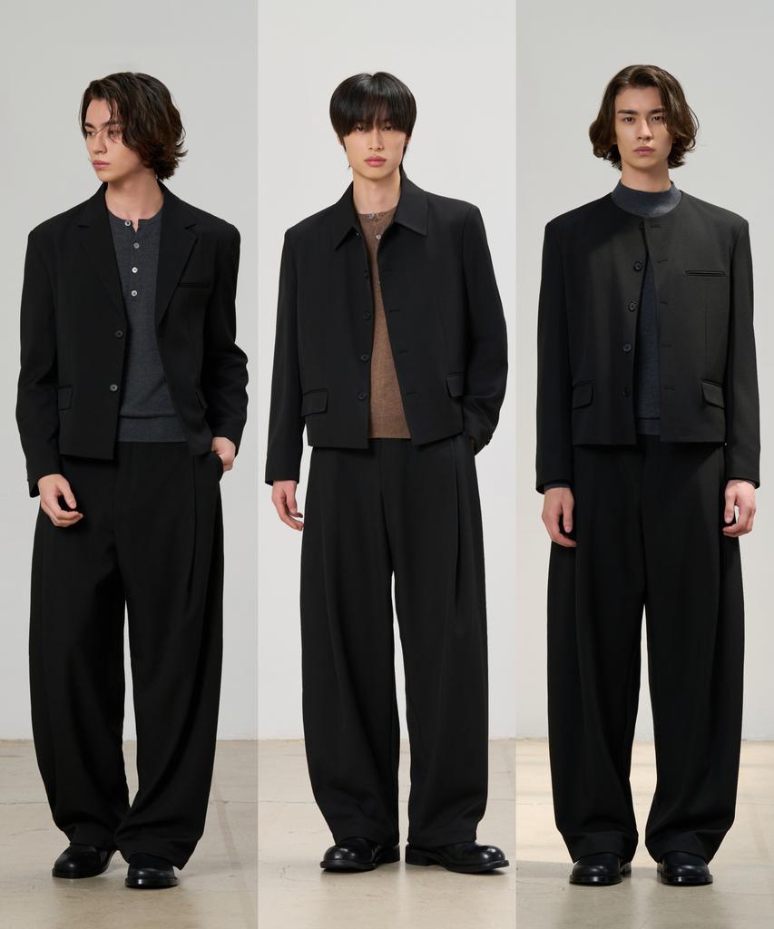 Hyoji Crop Modular Setup Suit Set (F01-Black)