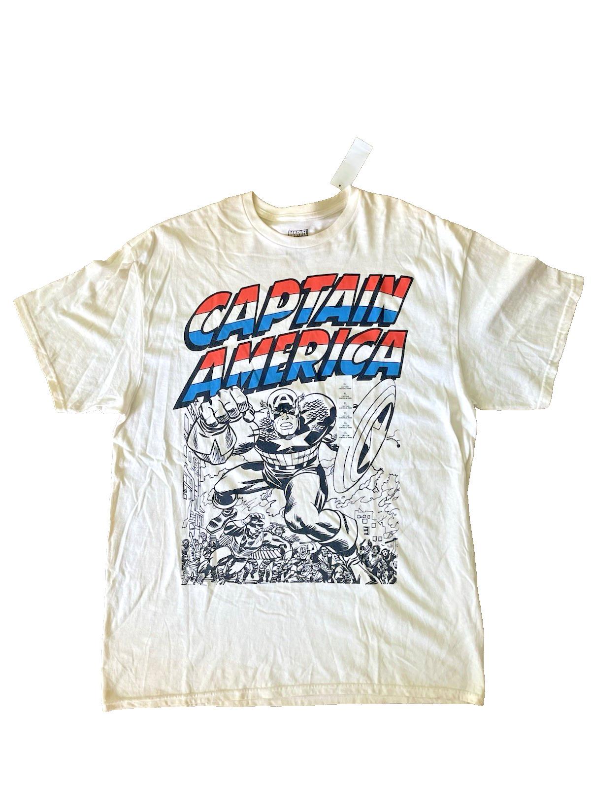 Vtg NWT Marvel Captain America Graphic Short Sleeve Casual T Shirt Mens Size XL S
