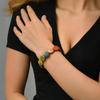 JMXD-European and American retro wax rope necklace colored ceramic round sweater chain long versatile dopamine beaded necklace versatile