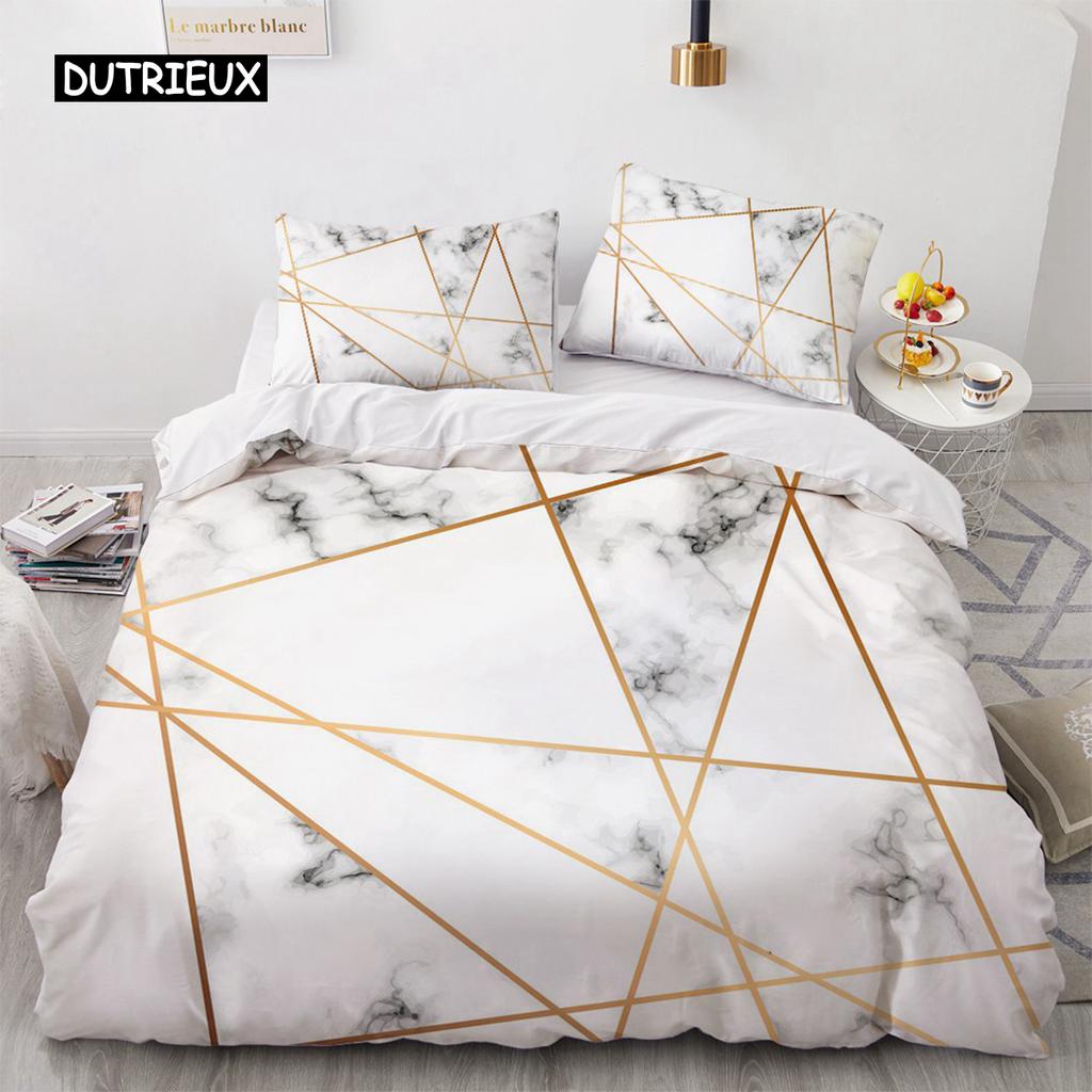 Simple Marbling  Bedding Sets European and American Style Duvet Cover Luxury Comforter Geometry for Women Teens Room Decorations