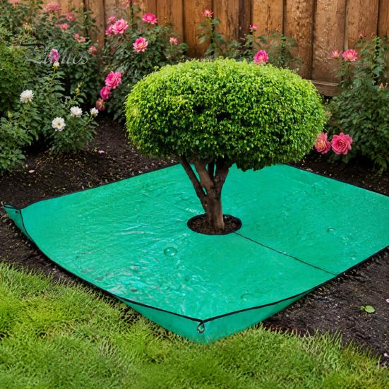 Outdoor Fall Cleanup Supply Landscape Pruning Tarp with Hole, Metal Buckles, Waterproof Waste Tarp, Hole Garden Tree Bush Trimming for Collecting