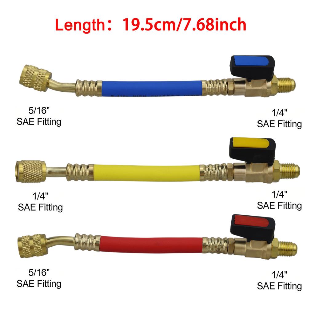 Air Conditioning Refrigerant Ball Valve 1/4" SAE Straight Shut-Off Valve for R134A R410A R22 R12 Charging Hoses AC Refrigerant Mass Air Flow 3